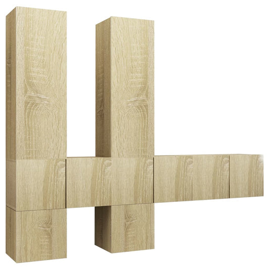 3079033 vidaXL 7 Piece TV Cabinet Set Sonoma Oak Engineered Wood (804491+803351+804519)