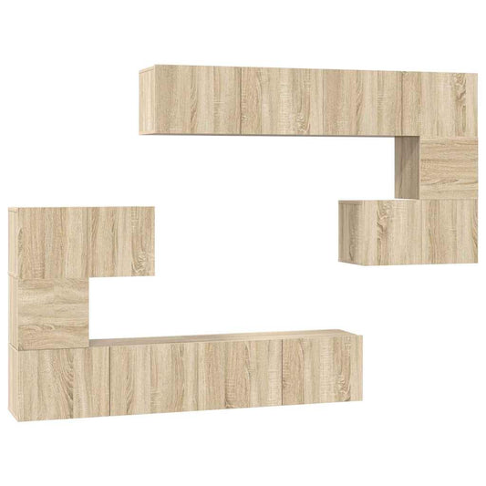 TV Cabinet Set | Set of 8 | Sonoma Oak | Engineered Wood | TV Cabinet Set