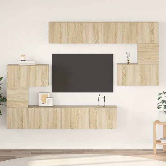 TV Cabinet Set | Set of 8 | Sonoma Oak | Engineered Wood | TV Cabinet Set
