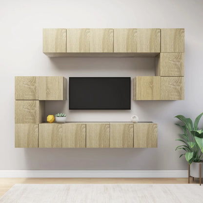 10 Piece TV Cabinet Set Sonoma Oak Engineered Wood