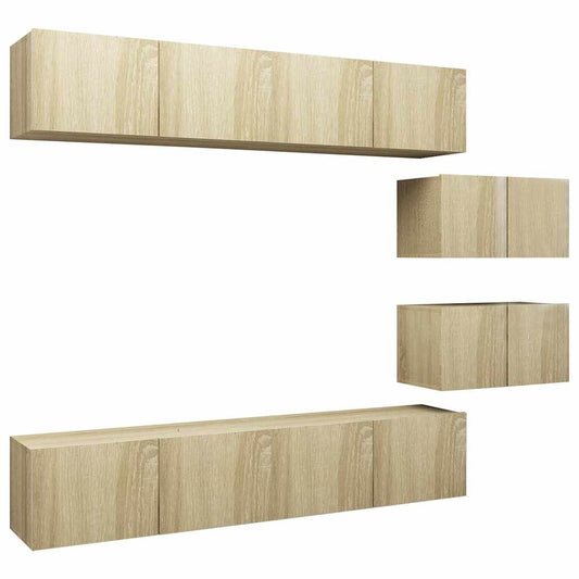 Tv Cabinet Set | Set of 6 | Sonoma oak | Engineered wood | Medium