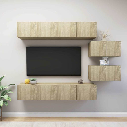 Tv Cabinet Set | Set of 6 | Sonoma oak | Engineered wood | Medium