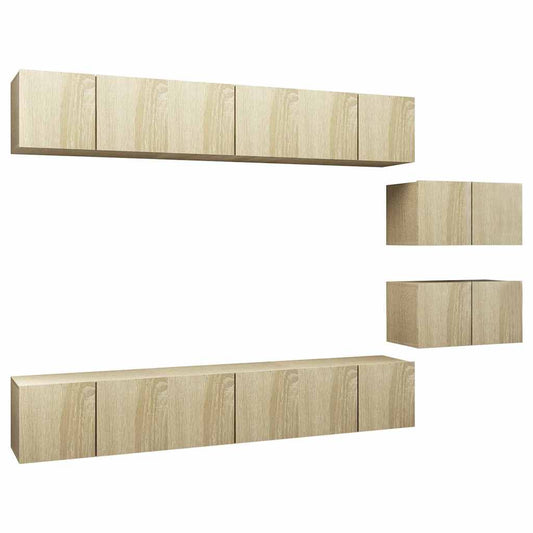 TV Cabinet | Set of 8 | Sonoma oak | Engineered wood | 8 pieces set