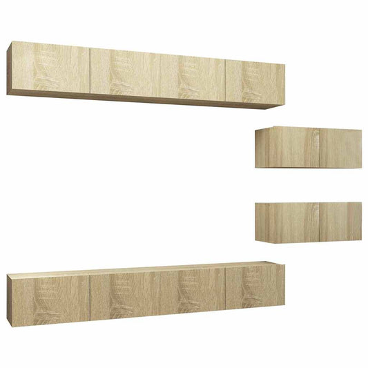 TV Cabinet Set |  Set of 6 | Sonoma Oak | Engineered Wood