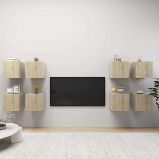 TV Cabinet | Set of 8 | Sonoma Oak | Engineered wood | Compact
