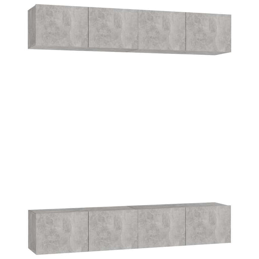 TV Cabinet | Set of 4 | Concrete grey | Engineered wood | Standard