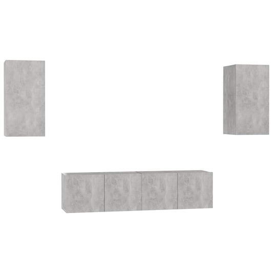 4 Piece TV Cabinet Set Concrete Grey Engineered Wood