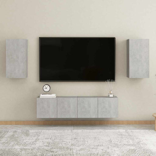 4 Piece TV Cabinet Set Concrete Grey Engineered Wood
