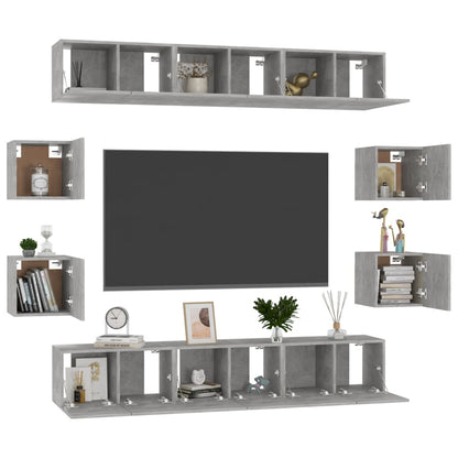 10 Piece TV Cabinet Set Concrete Grey Engineered Wood