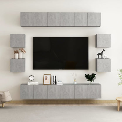 10 Piece TV Cabinet Set Concrete Grey Engineered Wood