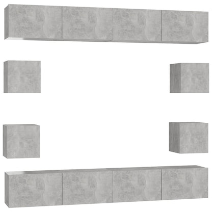 3079069 vidaXL 8 Piece TV Cabinet Set Concrete Grey Engineered Wood (801485x4+804495)