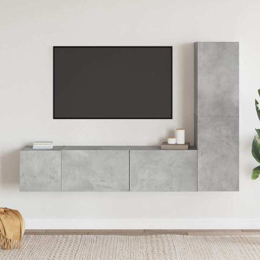 3 Piece TV Cabinet Set Concrete Grey Engineered Wood