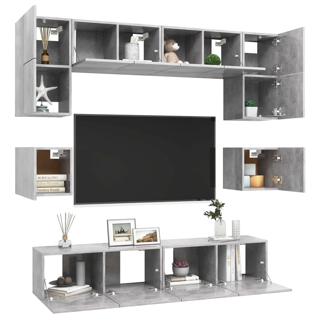 TV Cabinet Set | Concrete Grey | Engineered Wood | Standard