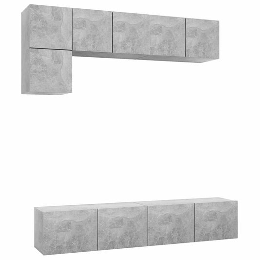 TV Cabinet Set | Concrete Grey | Engineered wood | 5 Piece Set