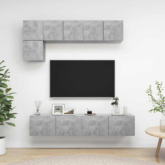 TV Cabinet Set | Concrete Grey | Engineered wood | 5 Piece Set