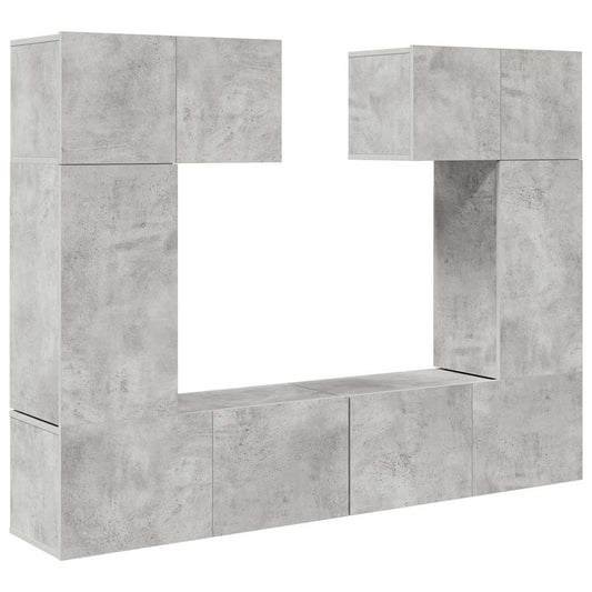 6 Piece TV Cabinet Set Concrete Grey Engineered Wood