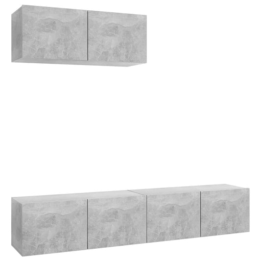 3079121 vidaXL 3 Piece TV Cabinet Set Concrete Grey Engineered Wood (801476x3)