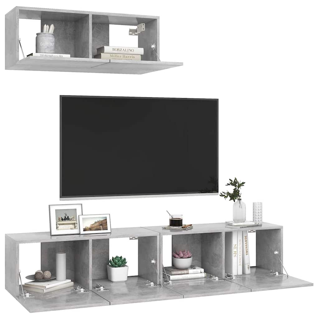 3 Piece TV Cabinet Set Concrete Grey Engineered Wood
