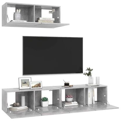 3 Piece TV Cabinet Set Concrete Grey Engineered Wood