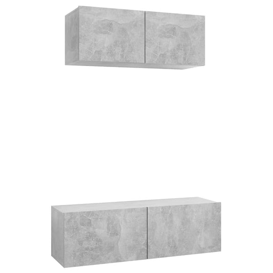 3079122 vidaXL 2 Piece TV Cabinet Set Concrete Grey Engineered Wood (801476+801485)