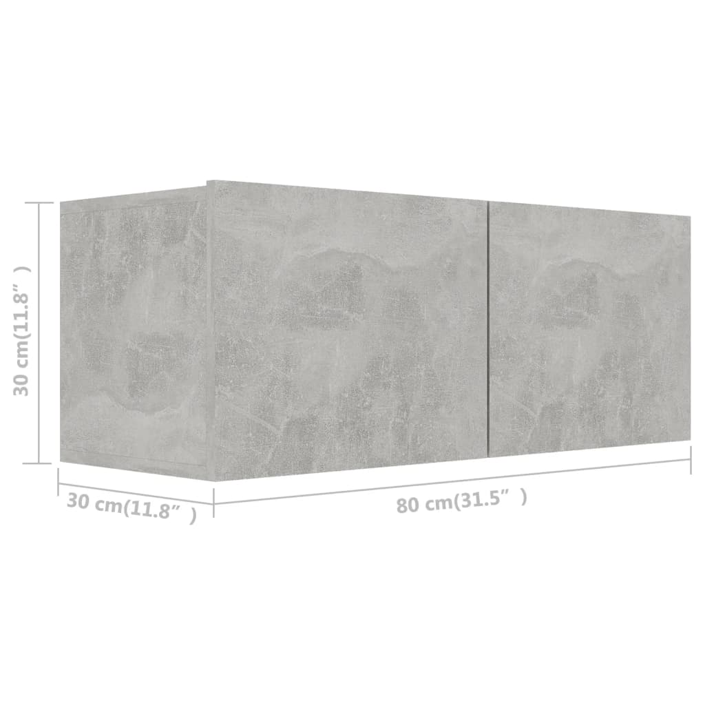 3079122 vidaXL 2 Piece TV Cabinet Set Concrete Grey Engineered Wood (801476+801485)