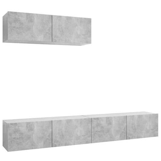 3079123 vidaXL 3 Piece TV Cabinet Set Concrete Grey Engineered Wood (801485+801485x2)