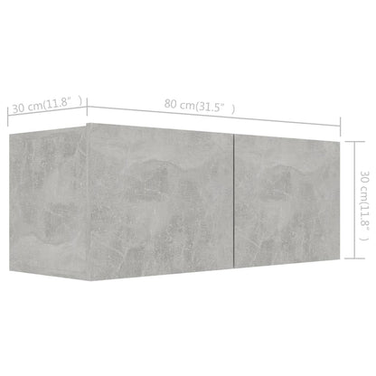 3079130 vidaXL 4 Piece TV Cabinet Set Concrete Grey Engineered Wood (804521+801476x2)