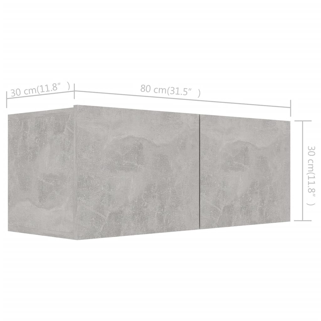 3079131 vidaXL 4 Piece TV Cabinet Set Concrete Grey Engineered Wood (801476x2+801485x2)