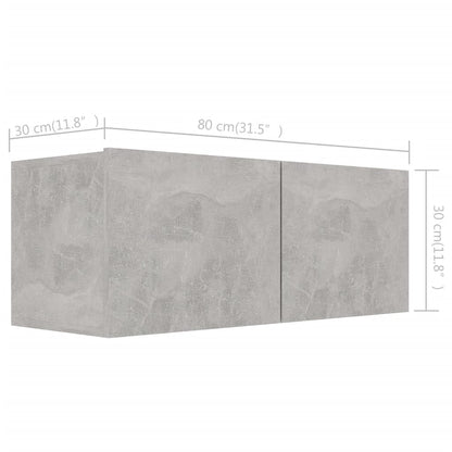 3079131 vidaXL 4 Piece TV Cabinet Set Concrete Grey Engineered Wood (801476x2+801485x2)