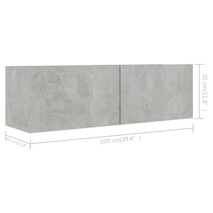 3079131 vidaXL 4 Piece TV Cabinet Set Concrete Grey Engineered Wood (801476x2+801485x2)