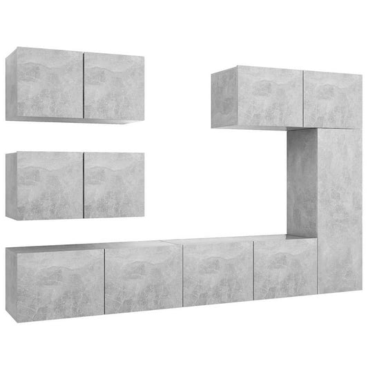 TV Cabinet Set | Set of 6 | Concrete Grey | Engineered Wood
