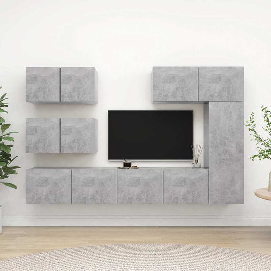 TV Cabinet Set | Set of 6 | Concrete Grey | Engineered Wood