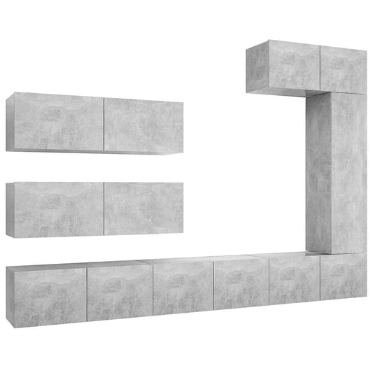 TV Cabinet Set | Set of 7 | Concrete Grey | Engineered wood