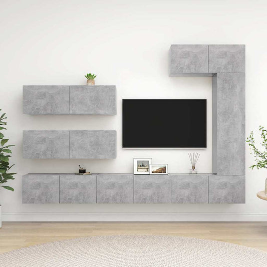 TV Cabinet Set | Set of 7 | Concrete Grey | Engineered wood