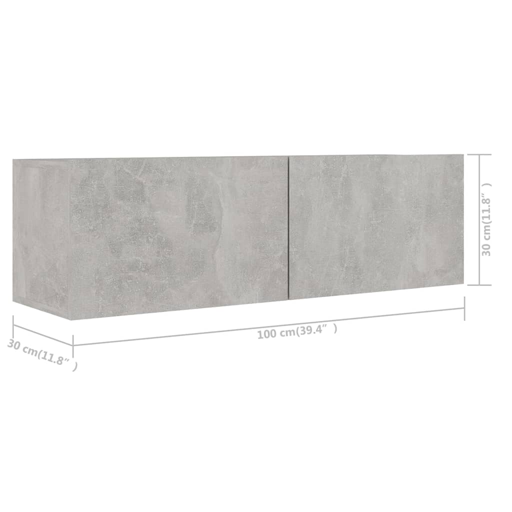 3079142 vidaXL 5 Piece TV Cabinet Set Concrete Grey Engineered Wood (804495+801485)