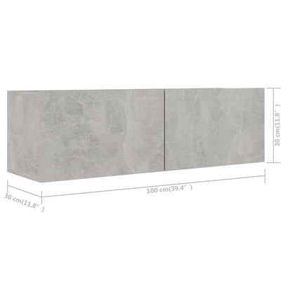 3079142 vidaXL 5 Piece TV Cabinet Set Concrete Grey Engineered Wood (804495+801485)