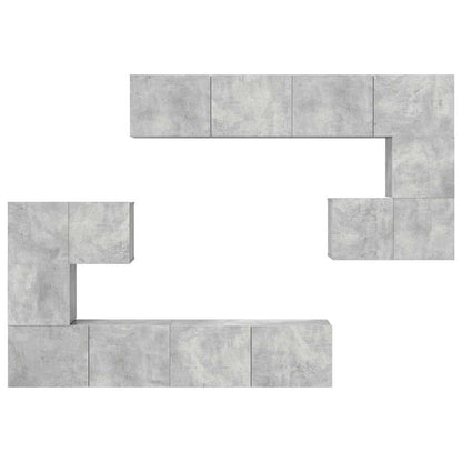8 Piece TV Cabinet Set Concrete Grey Engineered Wood