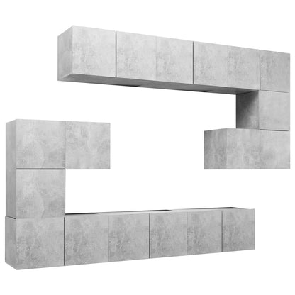 10 Piece TV Cabinet Set Concrete Grey Engineered Wood