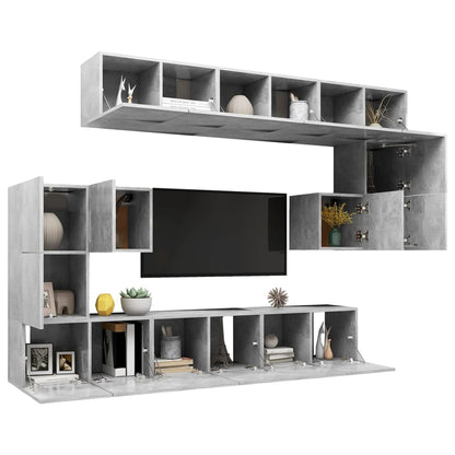 10 Piece TV Cabinet Set Concrete Grey Engineered Wood