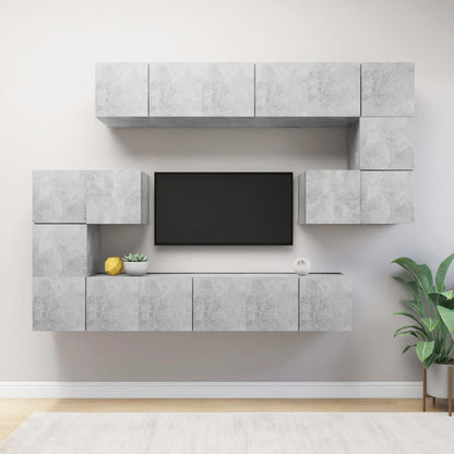 10 Piece TV Cabinet Set Concrete Grey Engineered Wood