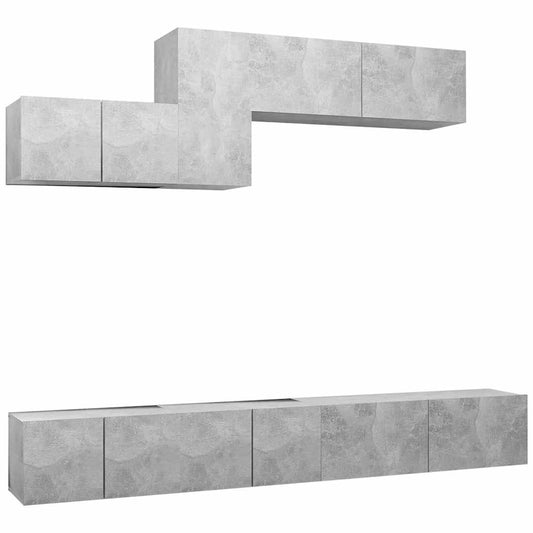 TV Cabinet Set | Set of 6 | Concrete grey | Engineered wood
