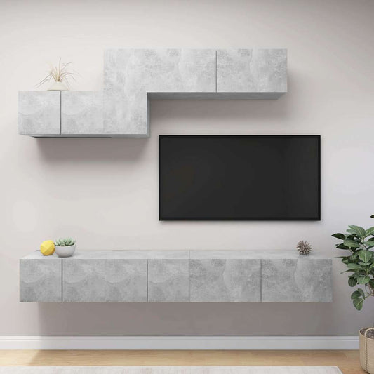 TV Cabinet Set | Set of 6 | Concrete grey | Engineered wood