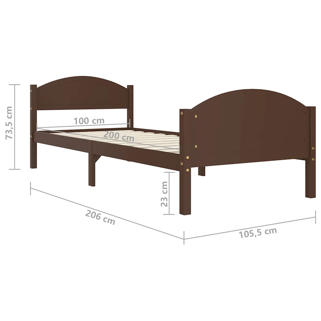 Bed Frame | Dark Brown | Solid pine wood, plywood | Single |  Simplistic