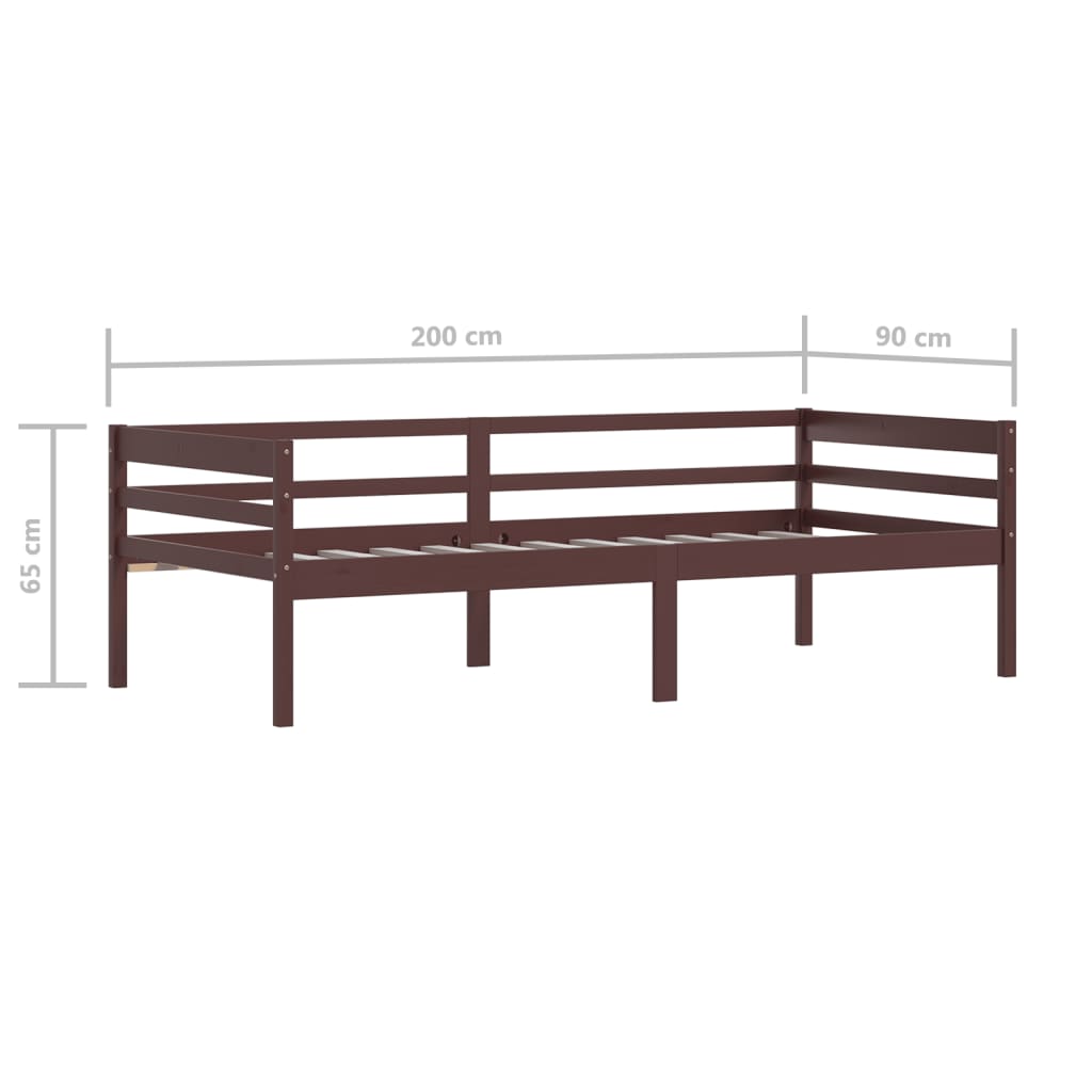 Bed Frame | Dark brown | Solid Pine wood | Single | Durable | Bed Frame