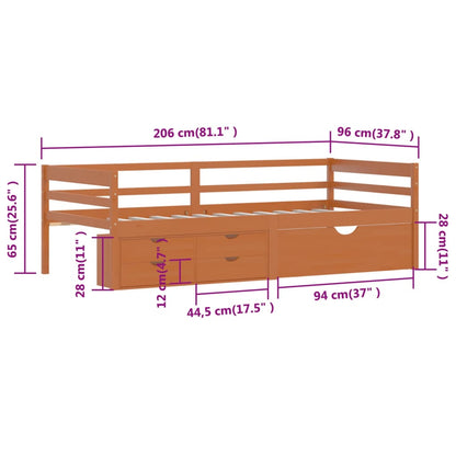 Bed Frame | Honey brown | Solid pine wood | Single | Bed Frame