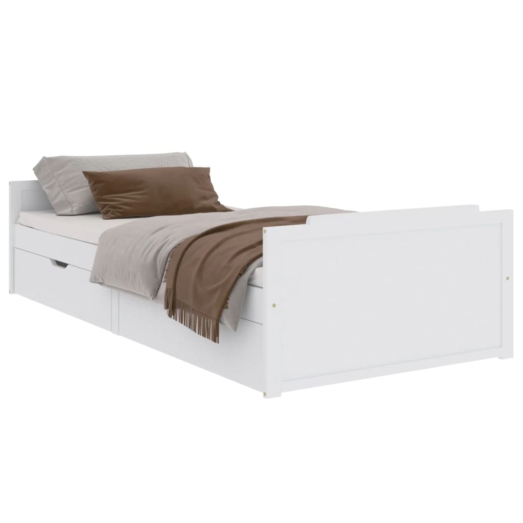 Bed Frame | White | Solid pine wood | Single | Minimalist