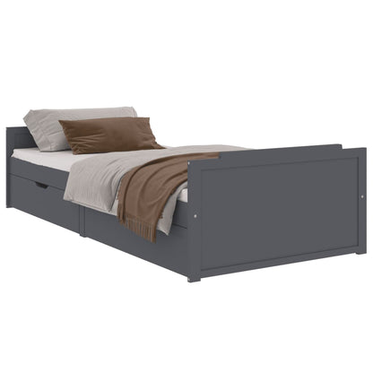 Bed Frame | Dark Grey | Solid Pine Wood | Single | Bed Frame