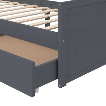 Bed Frame | Dark Grey | Solid Pine Wood | Single | Bed Frame