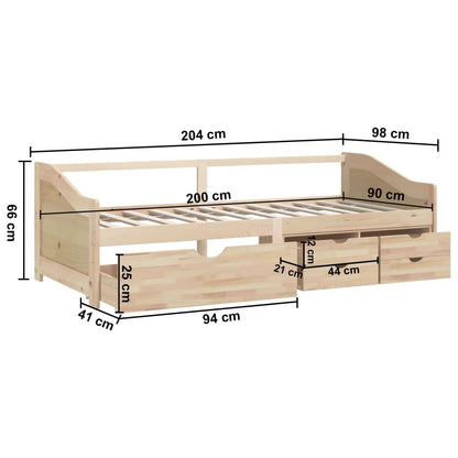 3-Seater Day Bed without Mattress Solid Pinewood 90x200cm