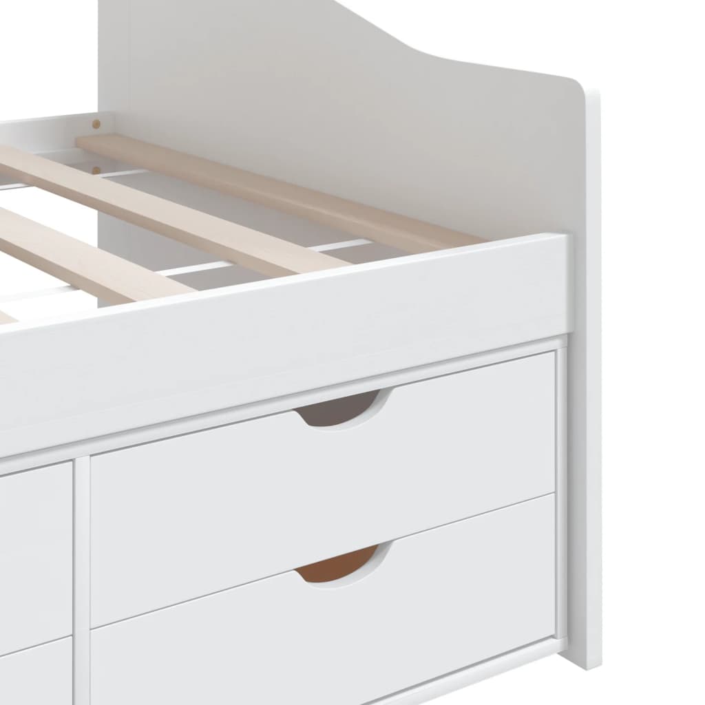 3-Seater Day Bed without Mattress White Solid Pinewood 90x200cm